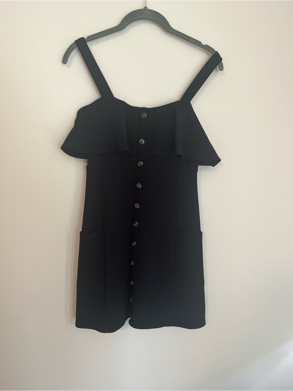 Black mini dress- faux button up